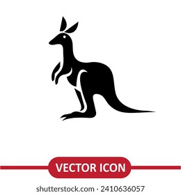 Kangaroo-Vektorsymbol. Wallaby-Symbol. Tierzeichen, einfache, trendige, flache Illustration auf weißem Hintergrund.EPS