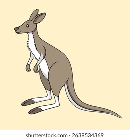 Kangaroo vector illustration, cartoon clipart character, animal in flat style. Wild animals, wild creatures, wildlife concept.
