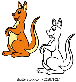 Kangaroo vector illustration. Coloring book. Vector illustration.