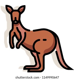 Kangaroo vector illustration in line color design