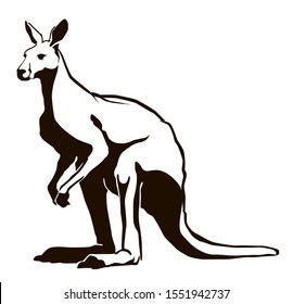 Kangaroo Vector Illustration in Monochrome