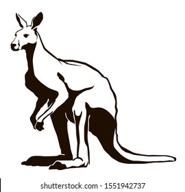 Kangaroo Vector Illustration In Monochrome