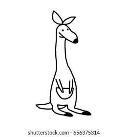 kangaroo - vector illustration sketch hand drawn with black lines, isolated on white background