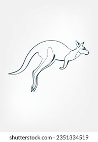 kangaroo vector line art animal wild life single one line hand drawn illustration isolated