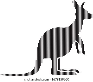 kangaroo vector in line art silhouette isolated on white background.