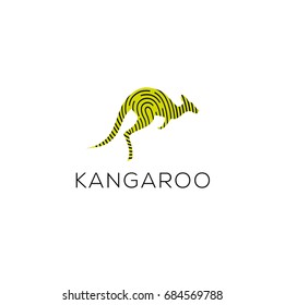 Kangaroo vector logo with fingerprint pattern