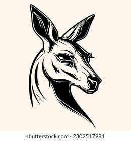 Kangaroo-Vektorgrafik für Logo oder Symbol, Clipart, Zeichnung Eleganter minimalistischer Stil, abstrakte Illustration