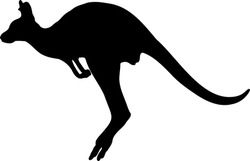 Kangaroo Vector Silhouette. Icon Or Sign Symbol. Vector Illustration