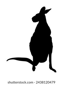 Kangaroo vector silhouette illustration isolated on white background. Australian animal portrait. Tourist symbol souvenir. Fauna best jumper. Zoo attraction kangaroo shape.