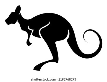 kangaroo vector, silhouette vector, isolated illustration abstract pattern on white background, tattoo tribal vector design, simple logo on white background