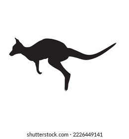 Kangaroo vector silhouette on white background.