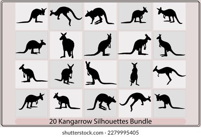 Kangaroo vector silhouette,collection of kangaroo silhouette. kangaroo silhouette,Set silhouettes of kangaroo,kangaroo logo icon designs vector

