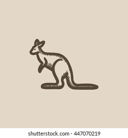 Kangaroo vector sketch icon isolated on background. Hand drawn Kangaroo icon. Kangaroo sketch icon for infographic, website or app.
