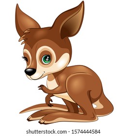 Kangaroo Wallaby Baby winking Cute Vector Cartoon Character 
