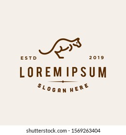 kangaroo wallaby logo vector line outline icon in trendy hipster vintage classic style illustration