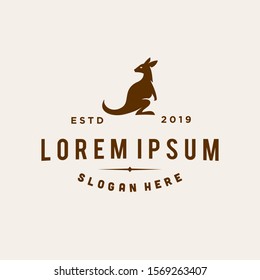 kangaroo wallaby logo vector line outline icon in trendy hipster vintage classic style illustration