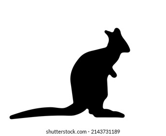 Kangaroo (Wallaby Wallaroo)  silhouette on white