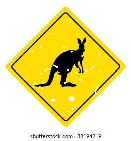 Kangaroo warning sign