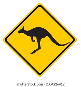 Kangaroo warning sign  Isolated On White Background,Vector Illustration Of A Warning Sign 
