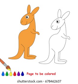 Kangaroo without baby to be colored, the coloring book for preschool kids with easy educational gaming level.