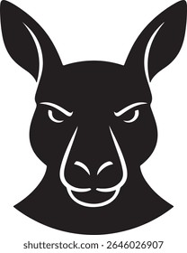 Ícone do rosto do canguru ou silhueta do logotipo Imagem vetorial com fundo branco