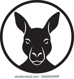 Ícone do rosto do canguru ou silhueta do logotipo Imagem vetorial com fundo branco