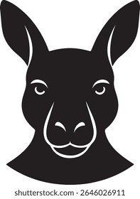 Ícone do rosto do canguru ou silhueta do logotipo Imagem vetorial com fundo branco