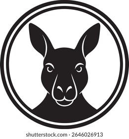 Ícone do rosto do canguru ou silhueta do logotipo Imagem vetorial com fundo branco