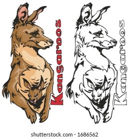 Kangaroos Mascot for sport teams. Great for t-shirt designs, school mascot logo and any other design work. Ready for vinyl cutting.