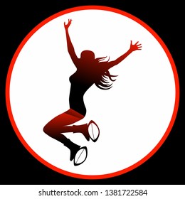 Kangoo Jumps Silhouette Illustrator Training Sport Gym Woman Vector 