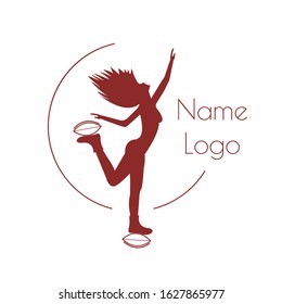 kangoo jumps vector logo. woman sport. aerobics symbol.woman gym business card 
