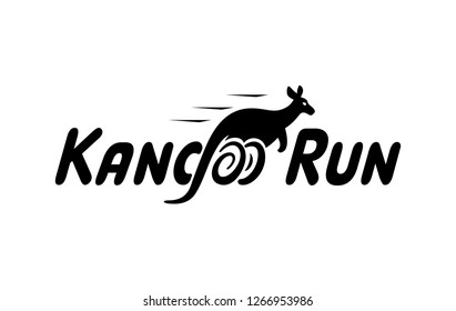 Kangoo Run logo icon designs vector with running kangaroo. Design for run club.
