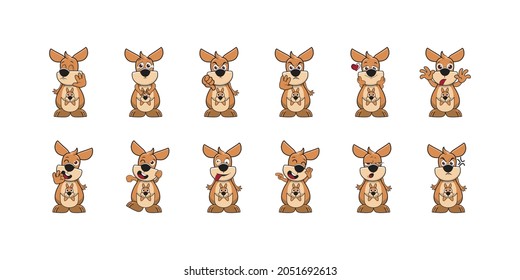 kangoroo cute vector sticker emotion cartoon design