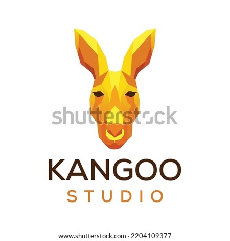 Kangoroo Geometric Triangle Logo Design Vector, Kangoroo head logo design