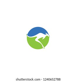 Kangoroo negative space,in animal logo design