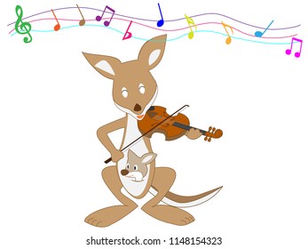 Kangroo is playing the violin.