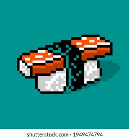 Kani Surimi Rolled Salted Rice Ball Sushi Fish Pixel Art 