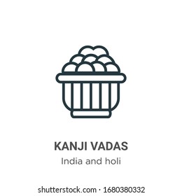 Kanji vadas outline vector icon. Thin line black kanji vadas icon, flat vector simple element illustration from editable india and holi concept isolated stroke on white background