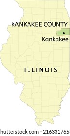 Kankakee County and city of Kankakee location on Illinois state map