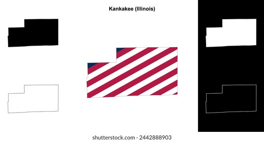 Kankakee county (Illinois) outline map set