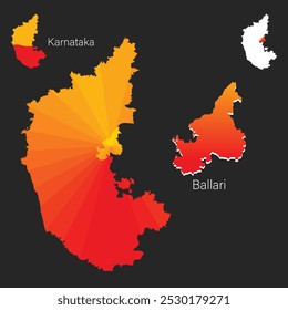 Kannada Rajyotsava ou Karnataka Rajyotsava e Mapa do distrito de Ballari