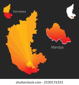 Kannada Rajyotsava o Karnataka Rajyotsava y Mapa de Karnataka con el distrito de Mandya