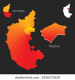 Kannada Rajyotsava ou Karnataka Rajyotsava e Mapa de Karnataka com distrito de Raichur