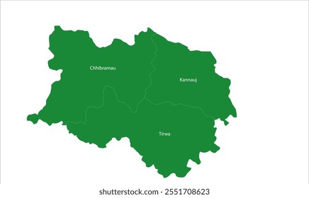 Mapa de Kannauj District Tehsil, Distrito de Kannauj, Estado de Uttar Pradesh, República da Índia, Governo de Uttar Pradesh, Território indiano, Índia Oriental, política, aldeia, turismo