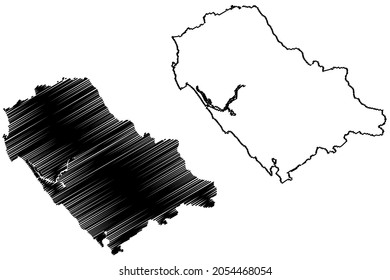 Kannur district (Kerala State, Republic of India) map vector illustration, scribble sketch Cannanore map