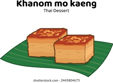 Kanom Mo kaeng. Hand drawn Thai dessert doodle style.