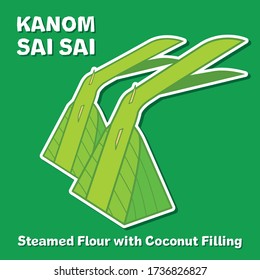 Kanom sai sai, Steamed Flour with Coconut Filling (Thai Dessert)