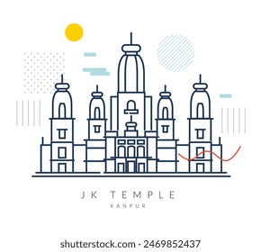 Kanpur City - Templo JK - Uttar Pradesh - Ilustración de stock como EPS 10 Archivo