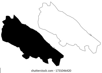 Kanpur City (Republic of India, Uttar Pradesh State) map vector illustration, scribble sketch City of Cawnpore map