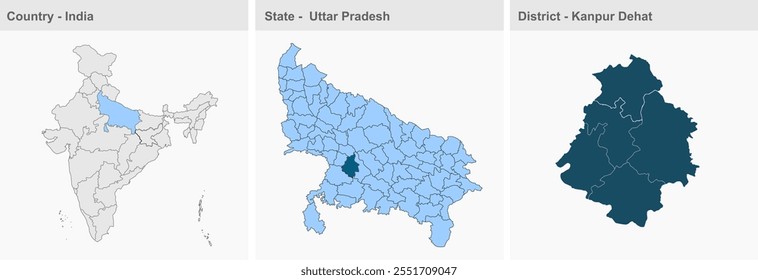 Kanpur Dehat map, Kanpur Dehat District,  Uttar Pradesh State, Republic of India, Government of  Uttar Pradesh , Indian territory, Eastern India, politics, village, tourism